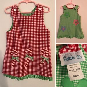 Funtasia Too 4T Reversible Christmas/Flower Dress